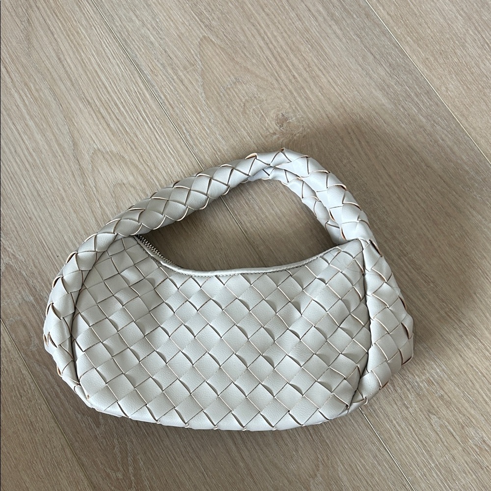 Anthropologie Cream Woven Shoulder Bag